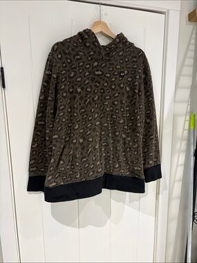 Fox Racing Olive Green and Black Leopard-Print Hooded Pullover